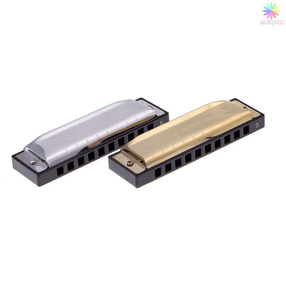 [Ready Stock] Swan Diatonic Harmonica 10 Holes Blues Harp Mouth Organ Key of G Reed Instrument with 