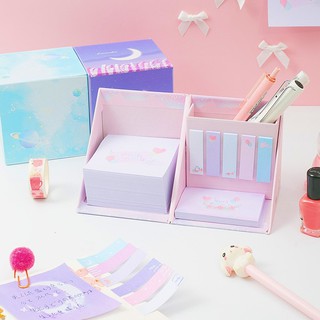 Hộp giấy ghi chú, giấy nhớ sticky note kiêm ống cắm bút để bàn học