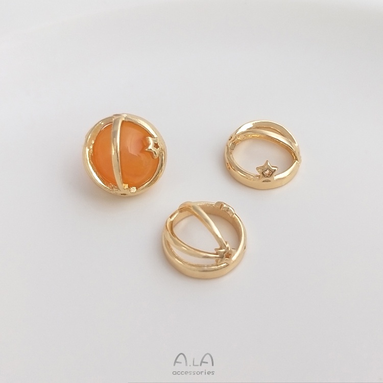 Bộ Giá Đỡ Nhẫn Bằng Đồng 14k Hình Bán Nguyệt Màu Vàng Kim Chất Lượng Cao