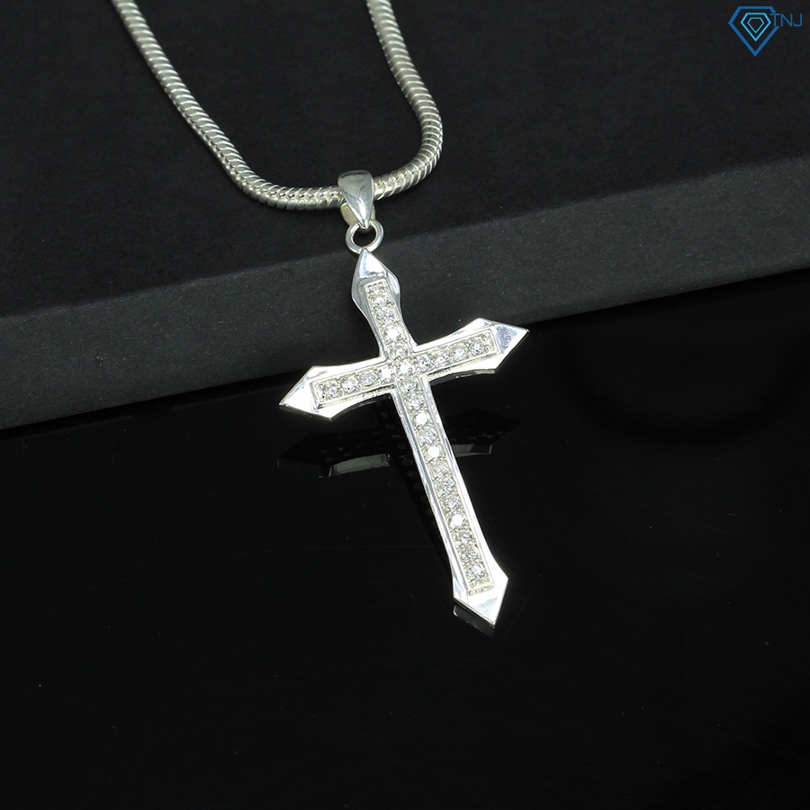 Dây chuyền bạc 925 nam mặt thánh giá đính đá DCA0058 Trang Sức TNJ