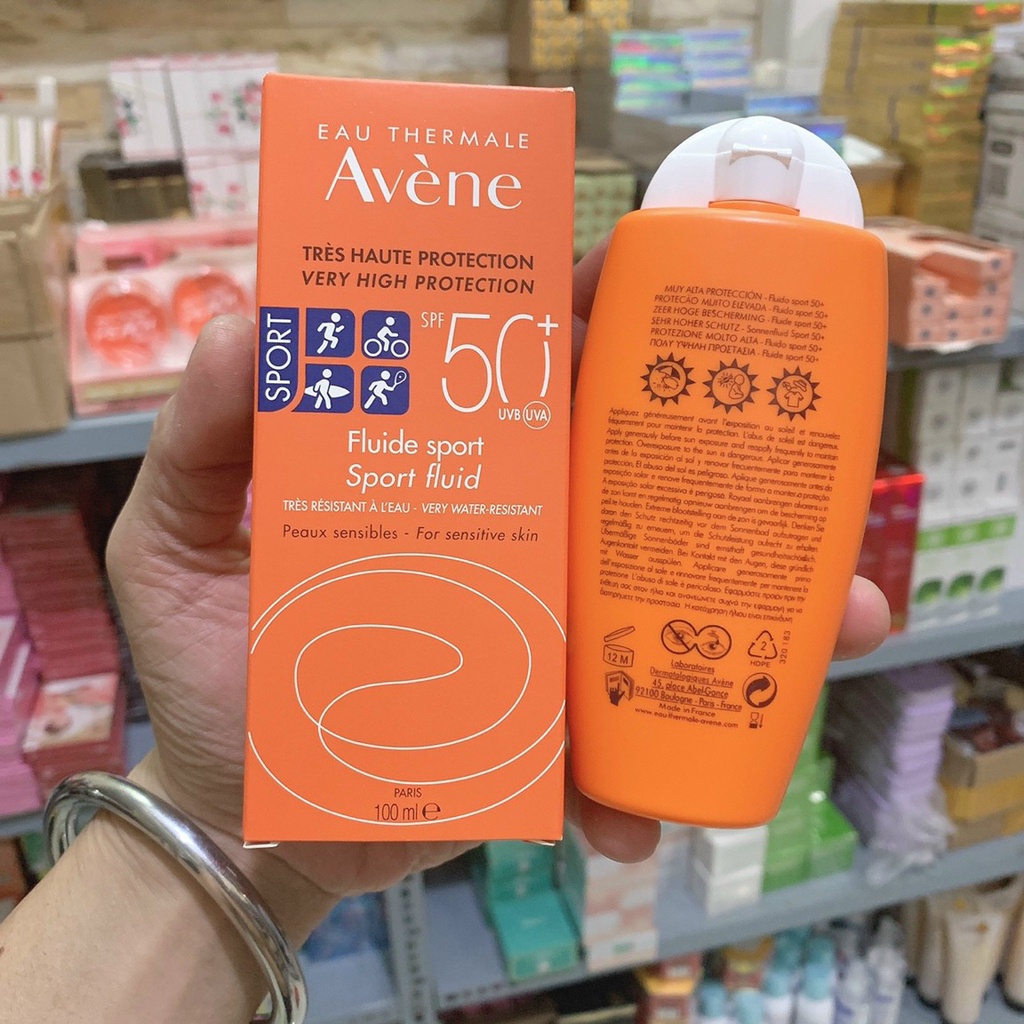 Kem Chống Nắng AVÈNE Sort Fluid SPF50+ Mẫu Mới 100ml, chống nắng hiệu quả, bảo vệ tuyệt đối làn da