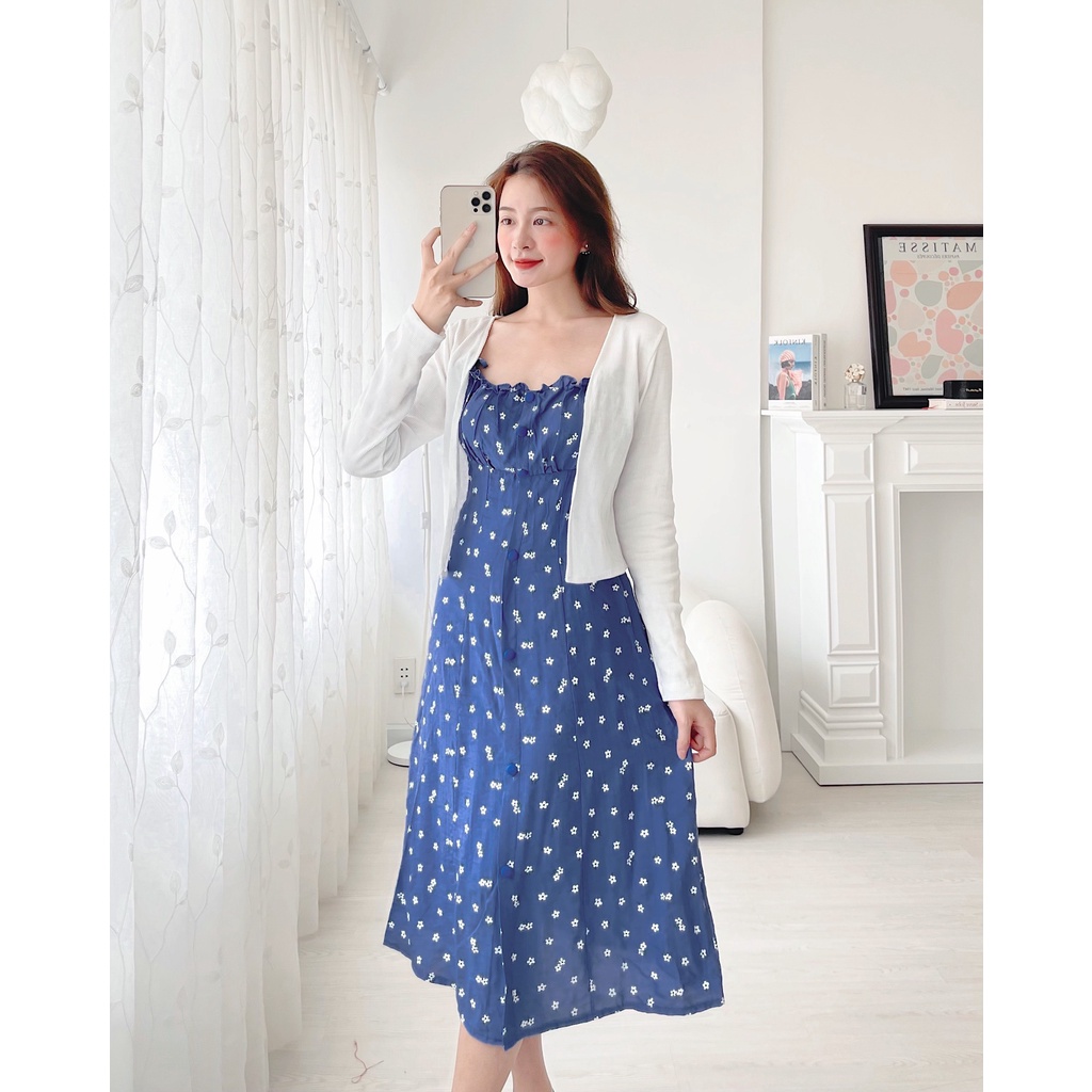 Đầm midi 2 dây kèm áo khoác siêu hot - Rossy Fashion