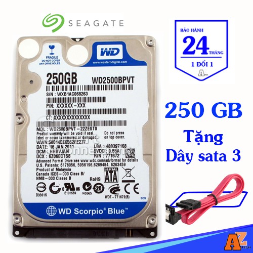 Ổ CỨNG LAPTOP HDD WESTERN DUNG LƯỢNG BỘ NHỚ 160GB / 250GB / 320GB / 500GB / 1TB (Bảo hành 24 tháng)