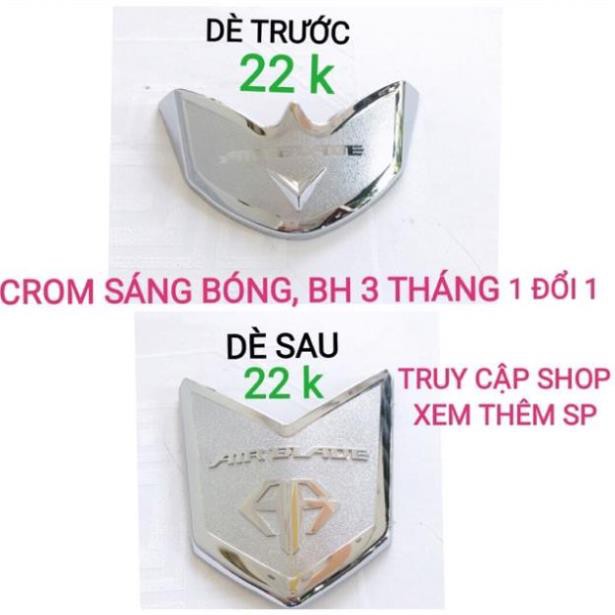 Ốp Trang Trí, Dè Trước,Sau xe Airblade mạ CROM, bh 3 tháng 1 đổi 1 .Hàng loại 1