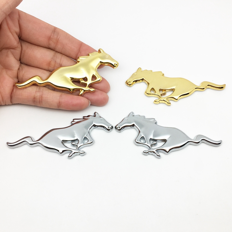 2 Cái / bộ Kiểu Dáng Xe Hơi ✷ 🍎 Huy Hiệu Biểu Tượng Ngựa Chạy Bộ Kim Loại chrome Cho Xe Ford Mustang Shelby GT Phía Sau Thân Xe Trang Trí Miếng Dán