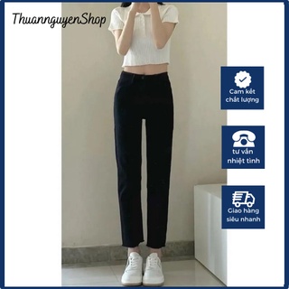 Quần jean đen ống đứng quần bò ống đứng basic dễ mix đồ hàng QC loại 1 dày dặn