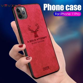 Ốp lưng TPU phối vải canvas hình con hươu cho iPhone 11 Pro MAX XR XS X