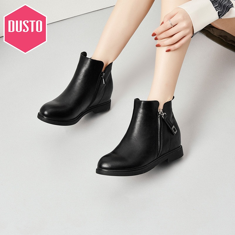 Boot Dusto da trơn mịn, đế độn giấu gót 5cm (order, sẵn 37 nâu)
