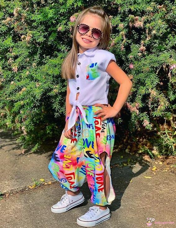 Bộ Áo Sơ Mi Tay Ngắn Kèm Cà Vạt Thời Trang Dành Cho Bé Gái