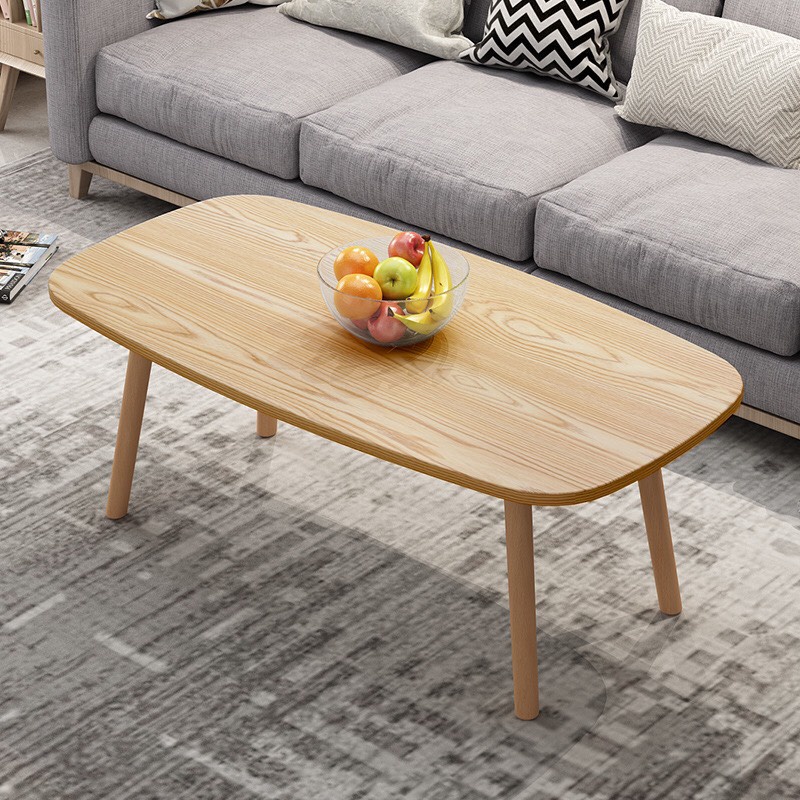 Bàn Trà Sofa/Cafe Hình Chữ Nhật Mặt Bàn Bo Góc Mềm Mại Chân Gỗ Tự Nhiên Cao 30cm hoặc Cao 40cm - BT02*