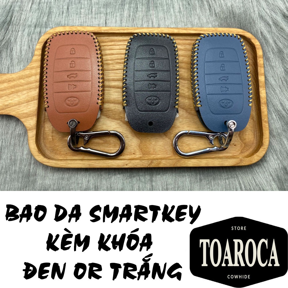 Bao da chìa khóa smartkey ô tô toyota Camry, Fortuner, Innova V, HiluxG 4 nút da bò thật handmade Toaroca chống trầy