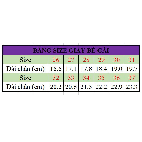 Giày sandal bé gái (size 26 đến 37)