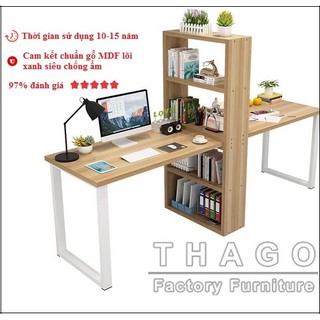 Bàn Học 💖𝑭𝑹𝑬𝑬𝑺𝑯𝑰𝑷 💖 Đôi - Bàn Làm Việc Đôi Chân Sắt Liền Giá Sách Thago Furniture
