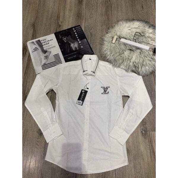 “ HOTREND “ Sơ Mi Trắng Cao Cấp - Áo Sơ Mi Trắng Nam Thêu Hoạ Tiết New