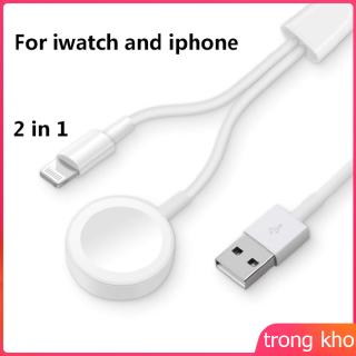Bộ sạc không dây 2 trong 1 cho đồng hồ Apple 1 2 3 4 nam châm USB dây cáp dài 1M