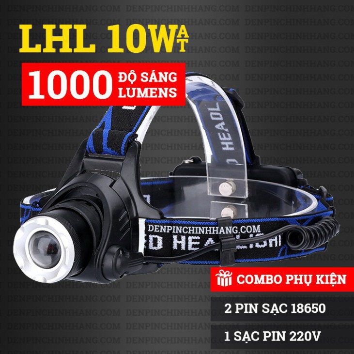 Đèn pin đội đầu LHL 10W có zoom xa gần 2021 mới