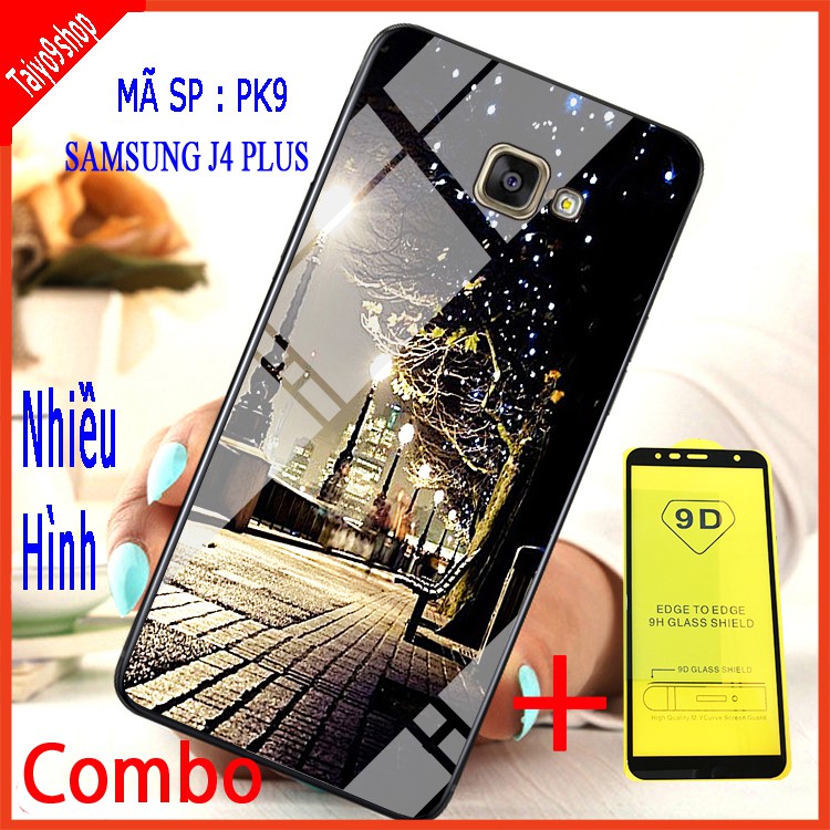 COMBO ỐP LƯNG SAMSUNG J4 PLUS (ốp lưng kính 3D thế hệ mới + tặng kèm 1 cường lực full màn hình)