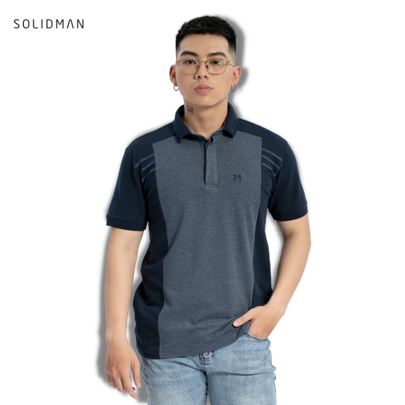 [FREESHIP] Áo Polo nam cổ bẻ SOLIDMAN, màu XANH NAVY phối XÁM sang trọng, chất thun cotton cvc, thấm hút mồ hôi tốt | BigBuy360 - bigbuy360.vn