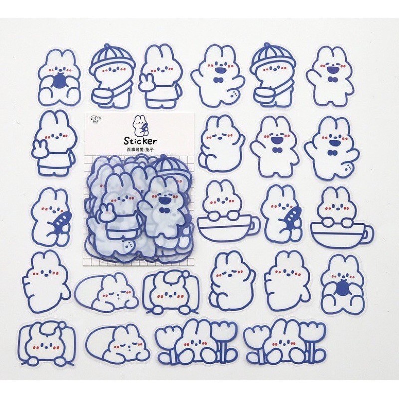 Sticker trang trí sổ Bullet Journal hình Thỏ Béo- Gấu Béo cute