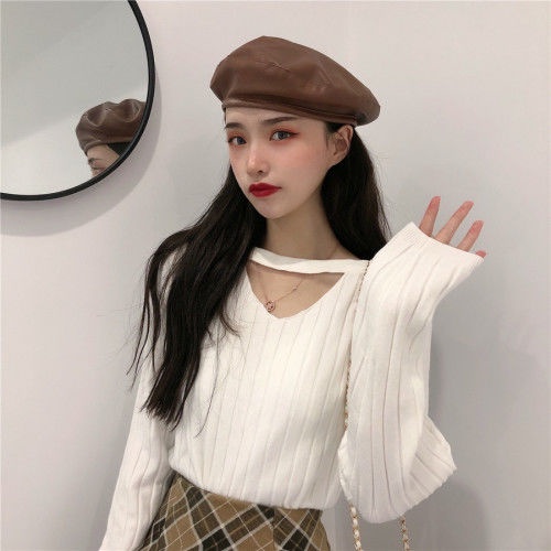 COZOK Áo Sweater dài tay cổ chữ V thời trang xinh xắn