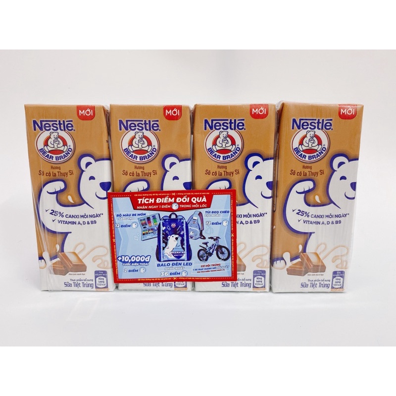 THÙNG 48 HỘP SỮA NESTLE BEAR BRAND SOCOLA THỤY SĨ 180ML/ SỮA GẤU NESTLE