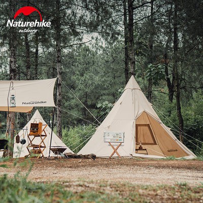 Lều Trại Cắm trại nhiều người ngoài trời cắm trại dày bằng vải cotton kim tự tháp Naturehike