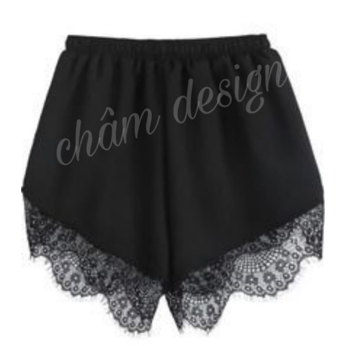 Quần đùi lụa satin đen pha ren mi đen, hàng được sản xuất độc quyền tại shop