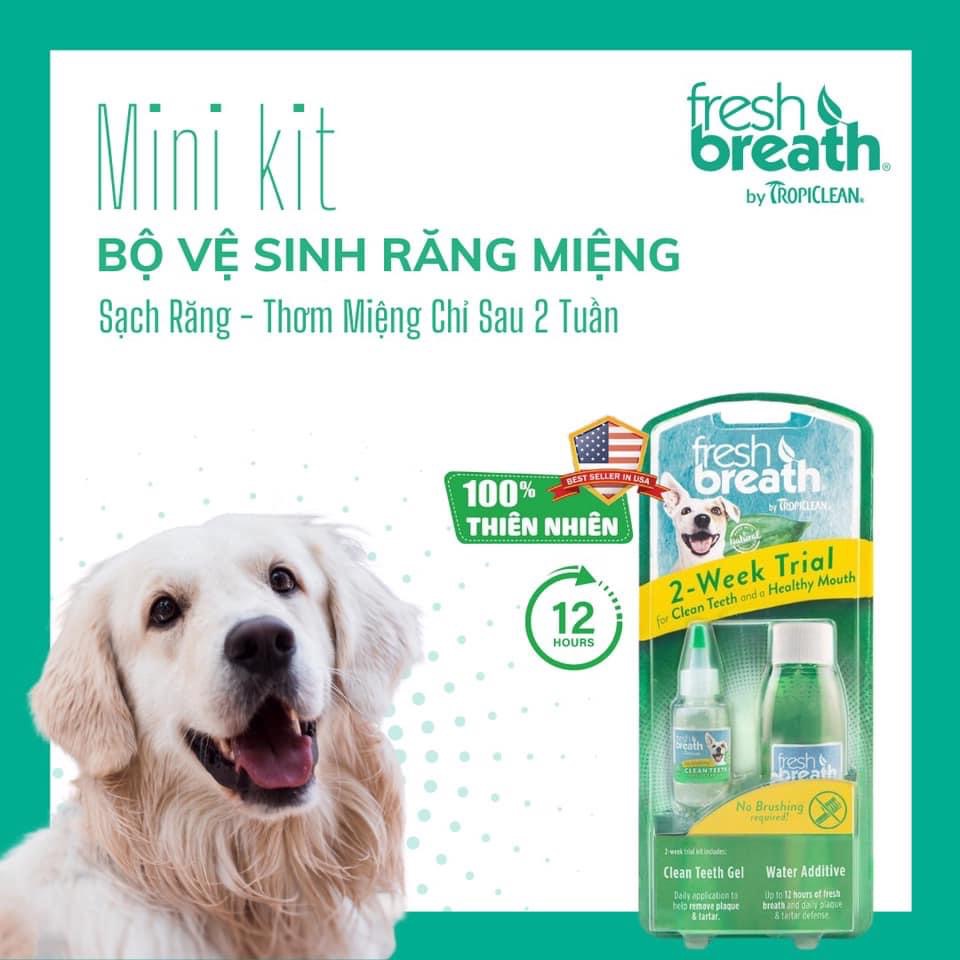COMBO VỆ SINH RĂNG MIỆNG CHO CHÓ DÙNG THỬ 2 TUẦN - FRESH BREATH DENTAL TRIAL KIT