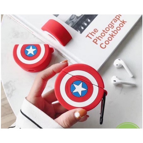 Vỏ bọc tai nghe silicon Airpods 1 2 CAPTION AMERICAN  cho hộp sạc tai nghe Bluetooth Airpod 2 ĐỘI TRƯỞNG MỸ