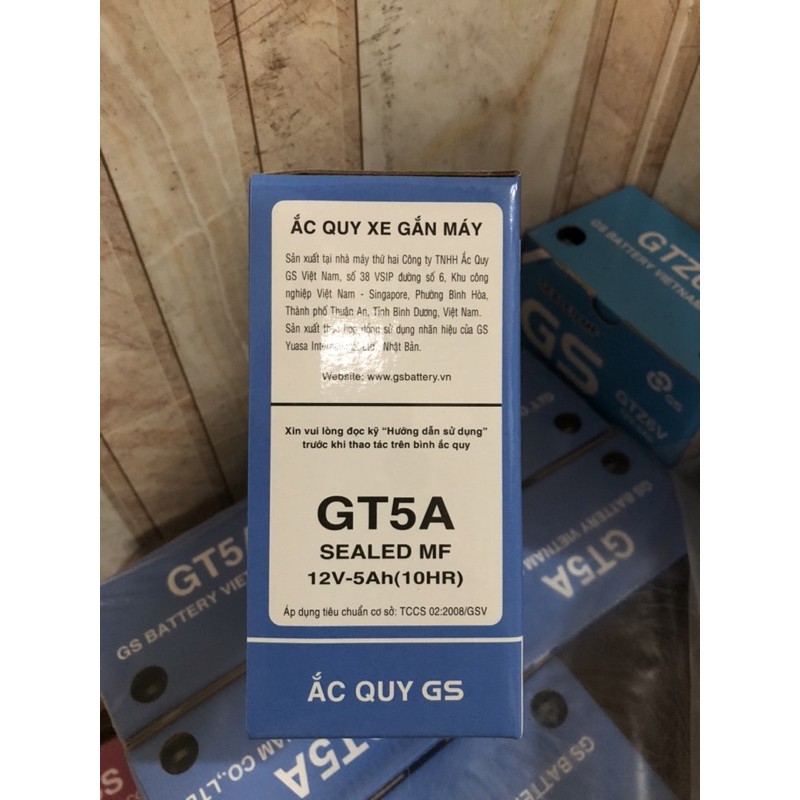 Ắc quy khô GS chính hãng 12v-5Ah GT5A (bình xanh cao)