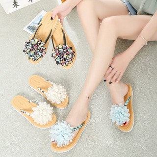 Dép Sandal Đi Biển Đế Mềm Chống Trượt Họa Tiết Hoa Xinh Xắn Thời Trang Mùa Hè Cho Nữ