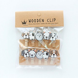 SET 10 Cái Kẹp Gỗ Sơn Design Pub hình Chó con (Tặng dây cói)