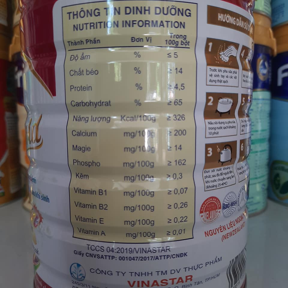 SỮA dành người gầy, người già yếu Vinastar Nutri Gold 900g cho người từ 3 tuổi trở lên