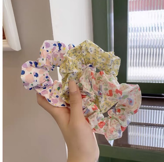 CỘT TÓC SCRUNCHIES - Hoa vintage nhiều hình