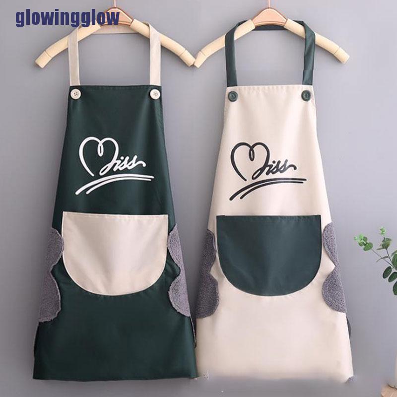 Nglow Household Waterproof Hand-wiping Kitchen Apron Heart Love Waterproof Apron Super