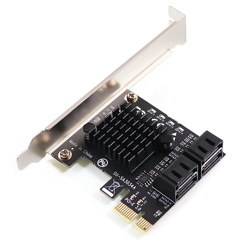 SSU PCIe to 4 Ports SATA 3 III 6 Gbps SSD Adapter PCI-E PCI Express X1 Controller Board Expansion Card Support X4 X6 X8 X16