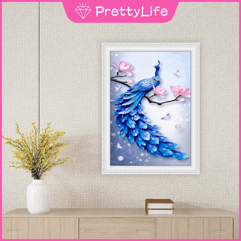 Tranh đính đá 5D tự làm hình chim công 30x40cm/40x50cm