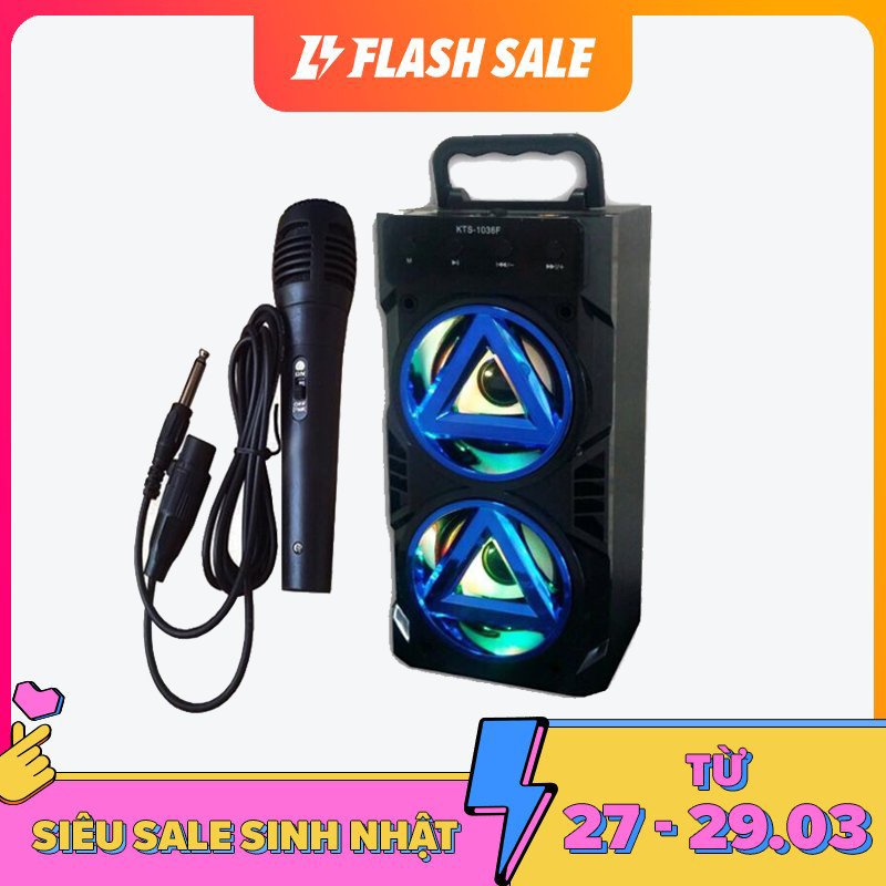 Loa Kẹo Kéo Có Mic Hát Karaoke Nghe Nhạc Bluetooth, cắm thẻ nhớ, nghe đài FM FDsg