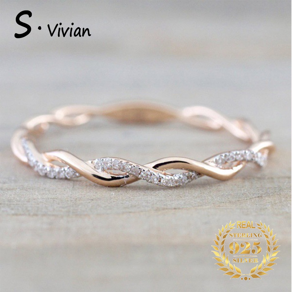Nhẫn mạ bạc 925 đính đá zircon thời trang cho nữ