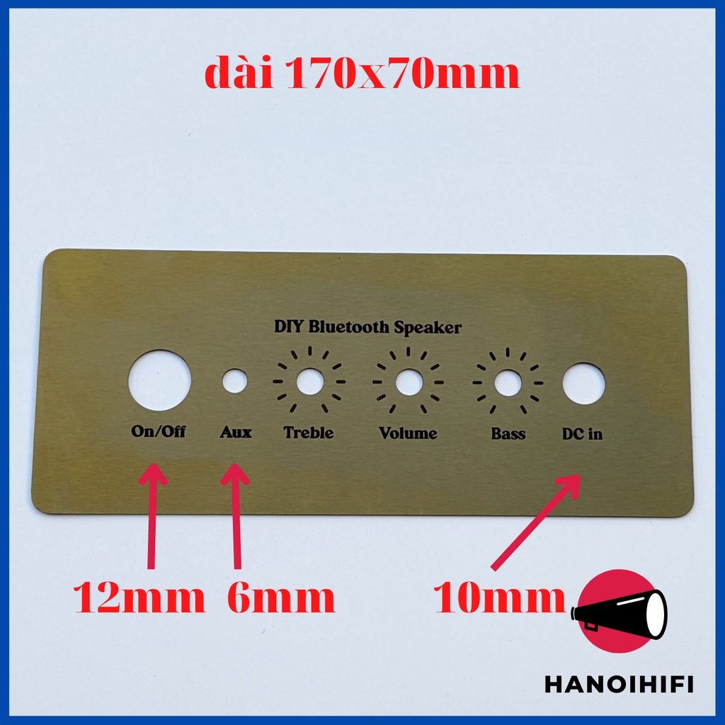 Tấm control chất liệu inox xước vàng, phong cách marshall cắt sắc nét chi tiết bằng lazer