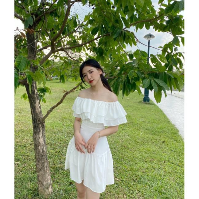 Đầm Trễ Vai Thiế Kế Bèo Cổ- Hàng Thiết Kế Cao Cấp made by TeamLu