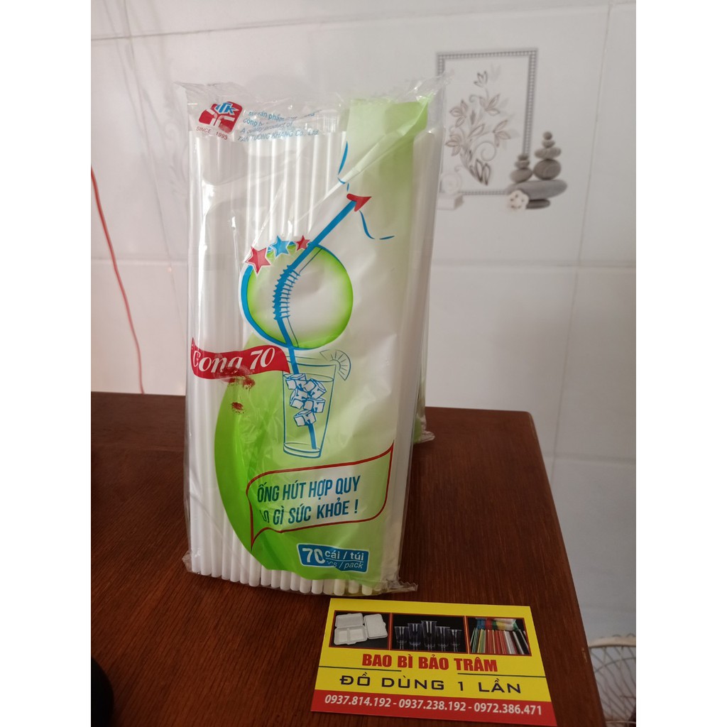 1 bịch 70 Ống hút cong trắng