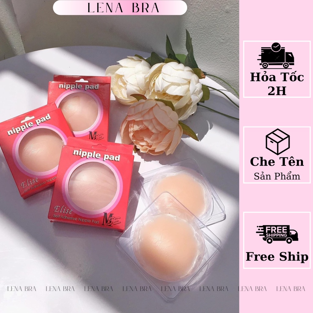 Áo lót nữ LENABRA, hộp 1 đôi miếng dán ngực silicon mỏng tái sử dụng nhiều lần