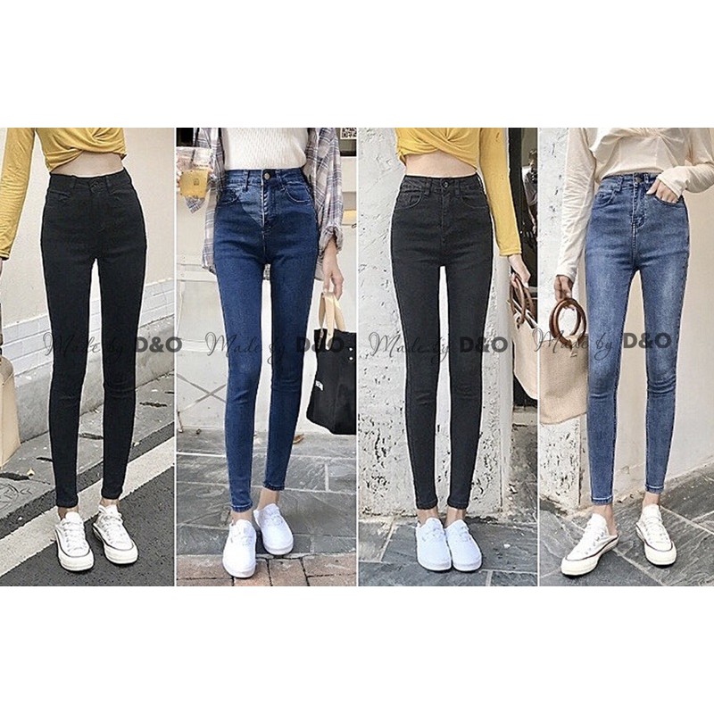 [Bigsize 58-90kg] Quần Skinny Jeans Basic, Lưng Cao Trên Rốn, Co Giãn Mạnh, Tôn Dáng, Gọn Eo Bụng