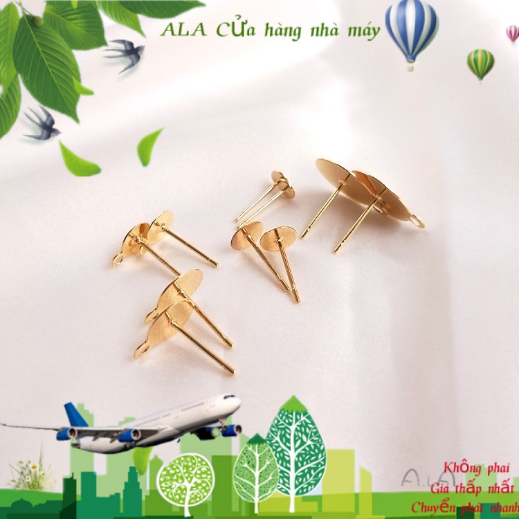 💖Trang sức DIY phụ kiện💖14K mạ vàng pinto đinh đeo vòng đeo tay DIY tai vật liệu có thể dính ngọc trai phụ kiện khay tai đinh[Hoa tai / Đinh tán tai / Kẹp tai / Ốp tai / móc tai]