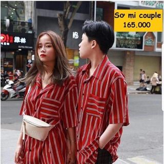 Combo 19 Áo sơ mi sọc đỏ tay lỡ