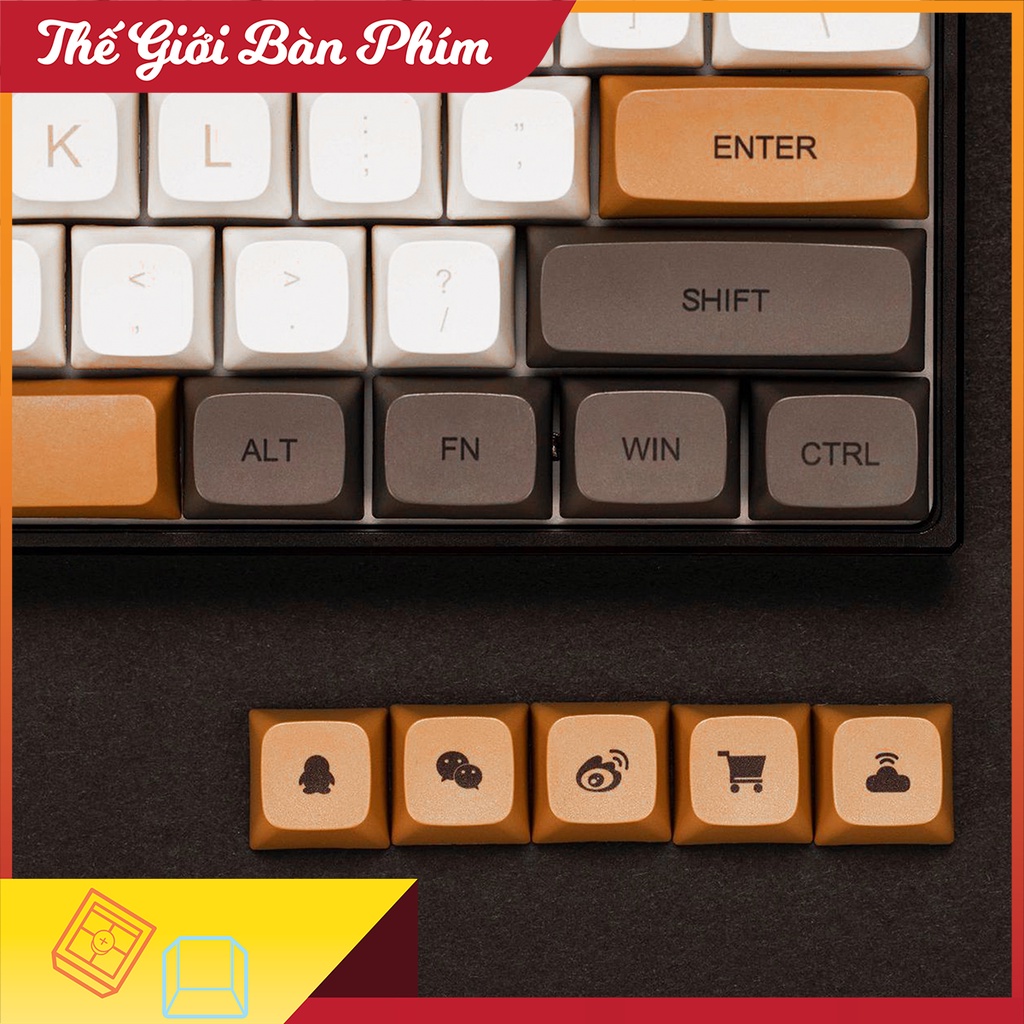 Keycap Coffee PBT XDA Profile cho bàn phím cơ đầy đủ 125 phím chính hãng