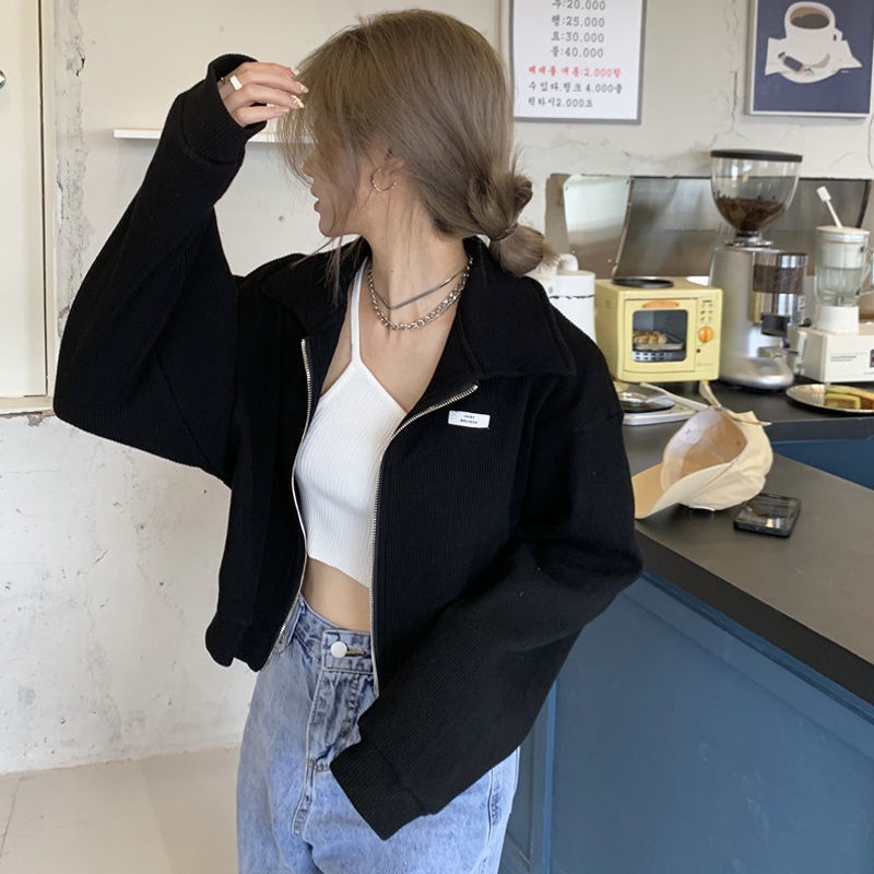 Áo khoác sweater mỏng dáng ngắn thời trang xuân thu dành cho bạn nữ 2021