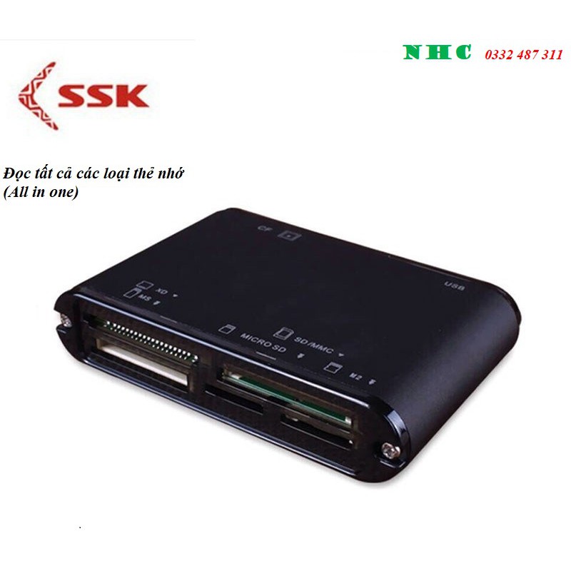 Đầu Đọc Thẻ Nhớ Đa Năng SSK All In 1 Card Reader III (Đen) - Hàng Nhập Khẩu