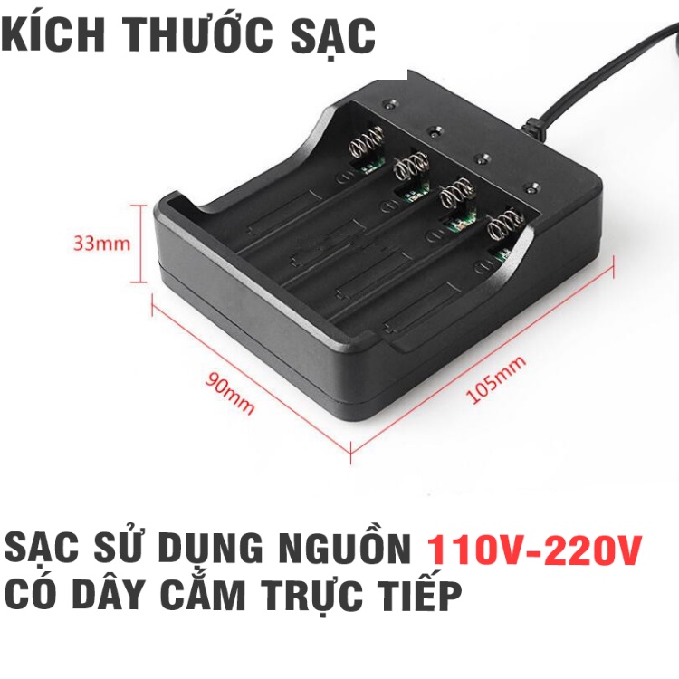 Bộ sạc pin 18650 3.7v - 4.2v  sạc 4 viên đồng thời sử dụng điện 100V - 240V